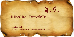 Mihalko István névjegykártya